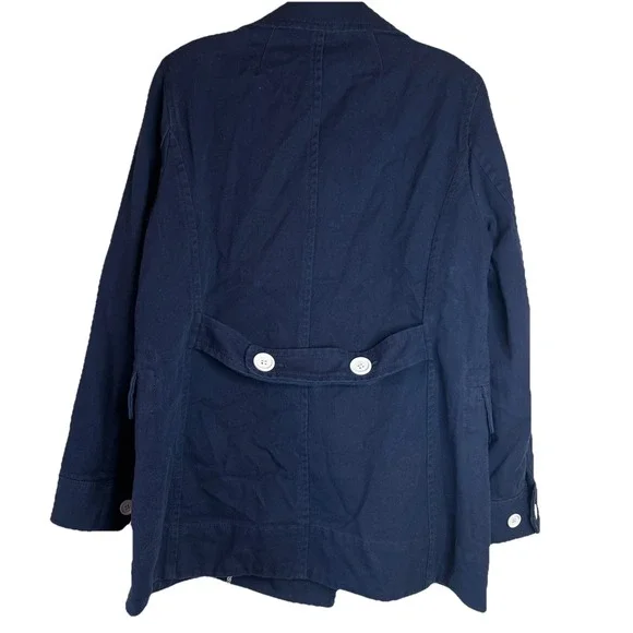 J.Crew Heavyweight Cotton Twill Pea Coat Navy Jacket‎ Size 10 - Picture 2 of 14